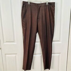 Vinci Flat Front Sophisticated Men's Brown Dress Pants Size 39